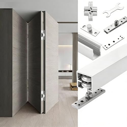 Kit de herrajes y rieles para puerta corredera de armario plegable de alta resistencia, riel de aluminio para puertas plegables, 1 m