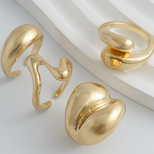 Image of Shining Diva Fashion Stylish Trendy Finger Rings Set for Women & Girls | Chunky Minimal Statement Ring Combos Modern Elegant Jewellery Collection