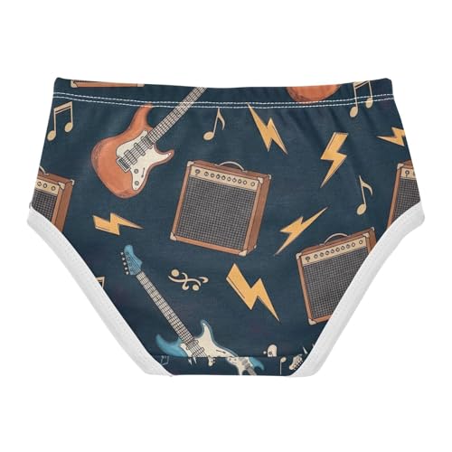 Cute Guitars Dark Blue Toddler Girls Underwear, Girl Underwear, 2T–8 Years2