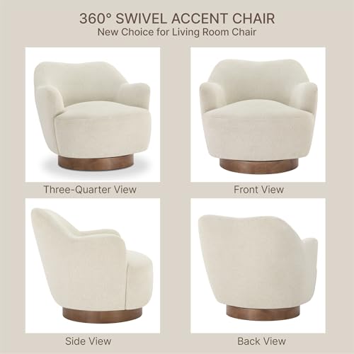 Image of KISLOT, Swivel Accent Chair, Arm Chair with Wooden Base, Linen, Set of 2