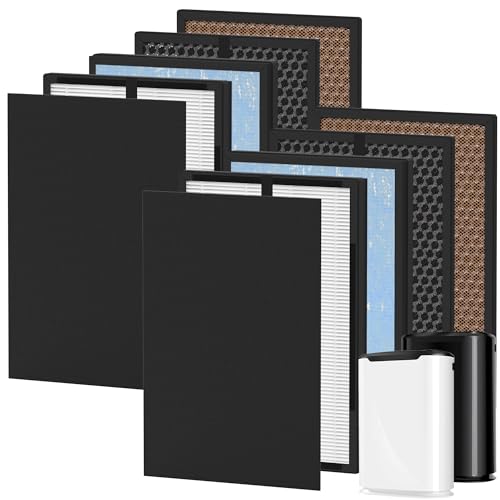FCFMY 2 Packs 8L HEPA Carbon Replacement Filters Set Compatible with Okaysou Airmax 8L Air Purifi-er, 2 pcs carbon pre-filter+2pcs HEPA Filters+ 2pcs Activated Carbon Filters