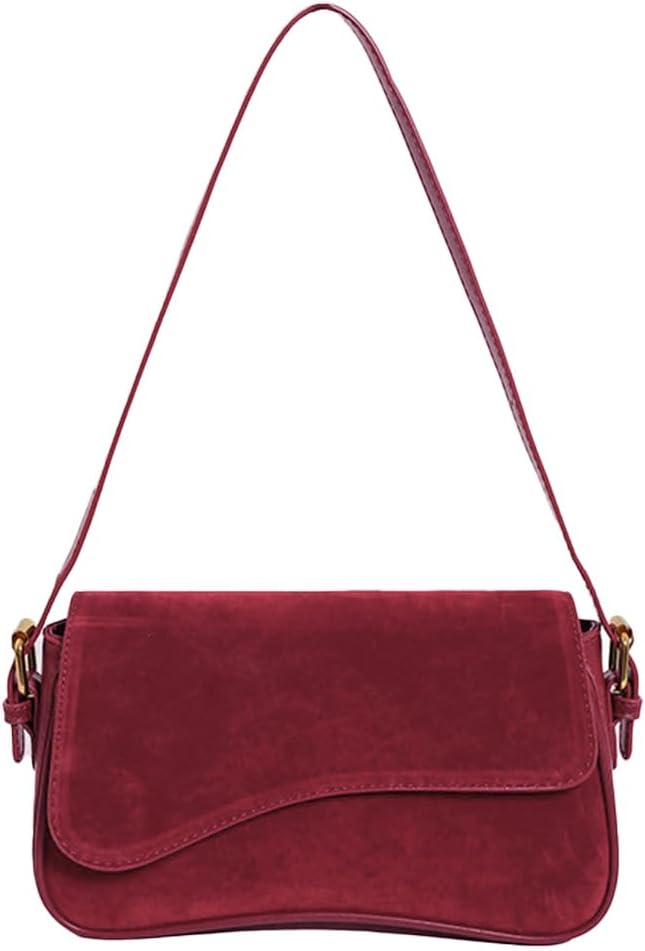 Women's Shoulder Bag Suede Handbag Underarm Purse Tote Bag Brown Suede Purse Y2K Crossbody Bag with Removable Strap