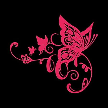 Amazon バタフライ 模様 左右セット カッティングステッカー ショッキングピンク 濃桃 ステッカー デカール 車 バイク