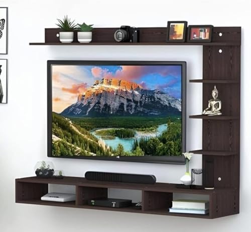 Image of Engineered Wood 32 inch Broad Base with C Shaped Wall Mounted TV Unit, Suitable for Upto 32 inches smart tv (C Style Cabinet, Dark Wenge)
