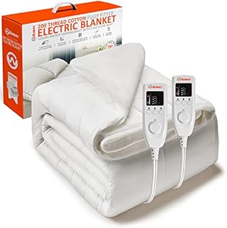 Wärmer Cotton Luxury Padded Electric Heated Blanket - Fully Fitted, Dual Controller, Machine Washable, Detachable Controller - Super King 182cm x 203cm