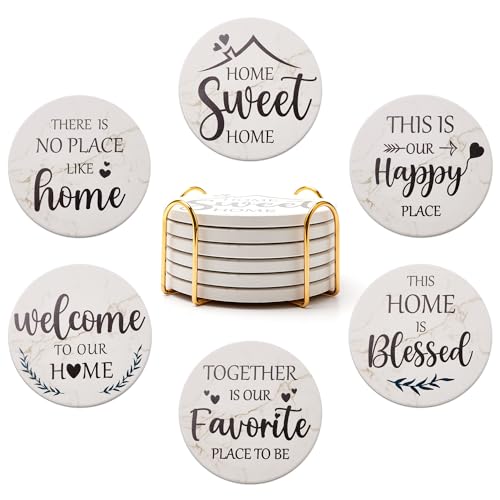 Housewarming-Gifts-for-New-Home-Farmhouse-Decor-Coasters-Set-of-6-Pack-Ceramic-Coasters-for-Coffee-Table-Cup-Coasters-Modern-House-Warming-Gift-Decorations-Coster-Cute-Marble-Drink-Coasters-Set Housewarming Gifts for New Home Farmhouse Decor Coasters Set of 6 Pack Ceramic Coasters for Coffee Table Cup Coasters Modern House Warming Gift Decorations Coster Cute Marble Drink Coasters Set