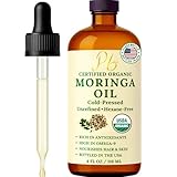 Pomberries Organic Moringa Oil – USDA Certified 100% Pure, Cold-Pressed & Unrefined – Moringa Seed Oil for Face, Skin, Hair & Body – Hydrating, Anti-Aging Moisturizer – 4 fl oz Amber Glass Bottle
