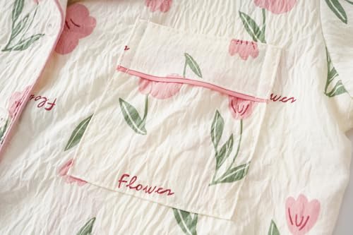 Vopmocld Girls Button Down Pajama Sets Soft Polyester Lapel Collar Long Sleeve Long Pants Sleepwear for Teen Cozy Nightwear3