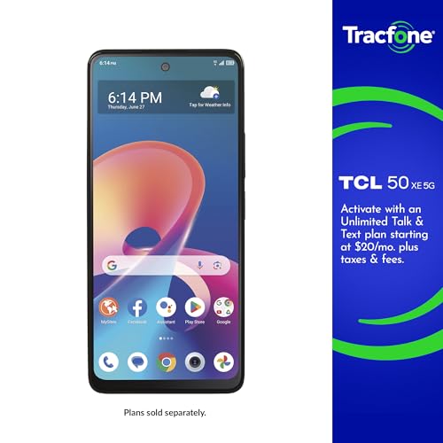 Tracfone, TCL 50 XE 5G, 128GB, Prepaid Smartphone, Gray, 50MP AI-Powered Camera, Locked