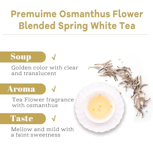 LWXLJMJZC Osmanthus Duft Silver Needle Weißer Tee - Loseblätter - Mit Osmanthus Blüten gemischt, 50g/1.76oz
