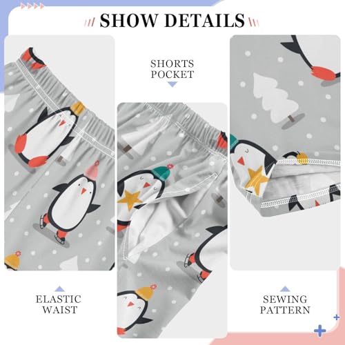 ZZXXB Winter Penguin Snow Trees Boys Long Pants Soft Trousers Elastic Waist Kids Lounge Bottoms with Pockets S-XL4