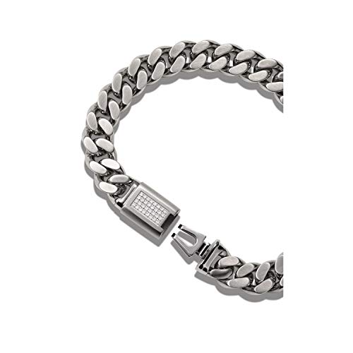 Bulova Men's Classic Stainless Steel Chain Link Bracelet With Diamond Accented Clasp, Size: Medium, Style: J96B031M #TOP1