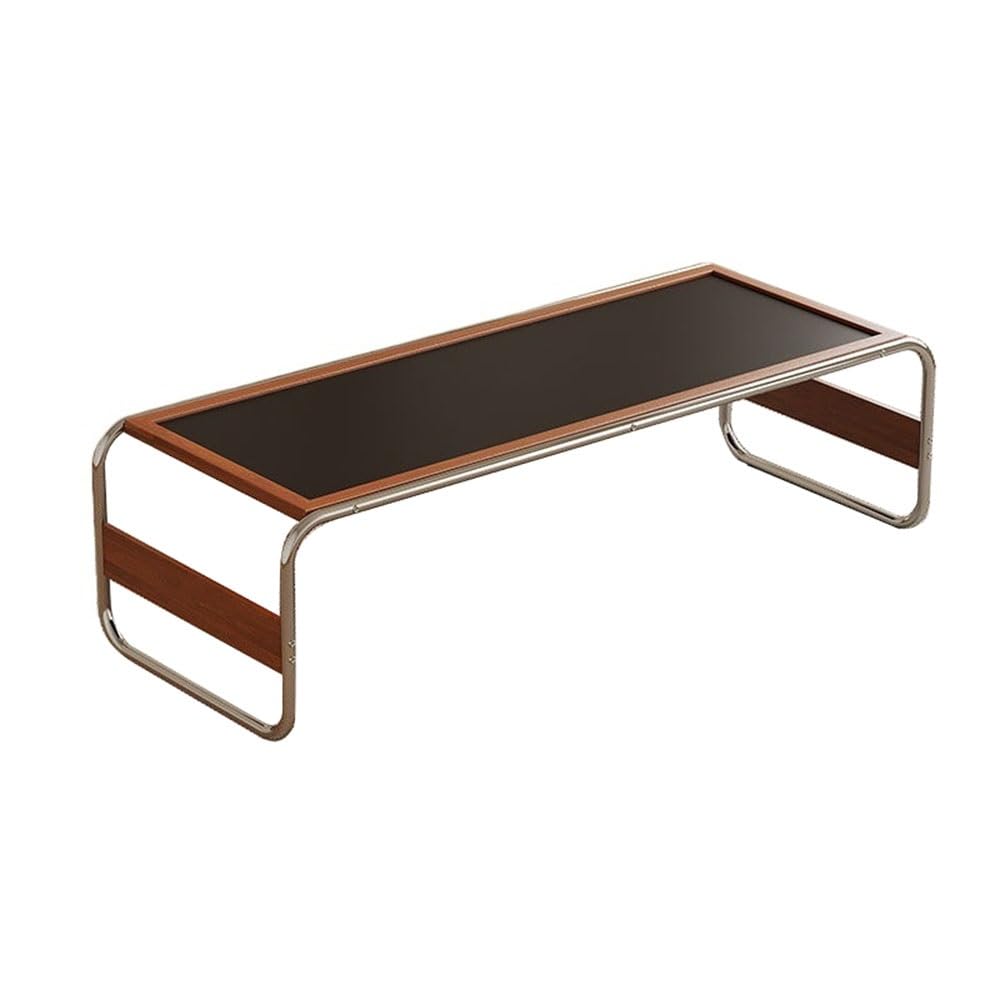 ZTHYSHOZ Side Table Mid-Century Modern Wood & Metal Coffee Table Black Top Open Frame Living Room