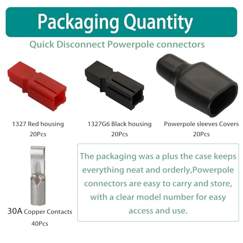 20 Pair 30A Quick Disconnect Terminals Connectors 1.5-4mm² (12-14 AWG) Battery Connector Modular Power Connector with PVC Flame Retardant Sleeve Cover - Image 3