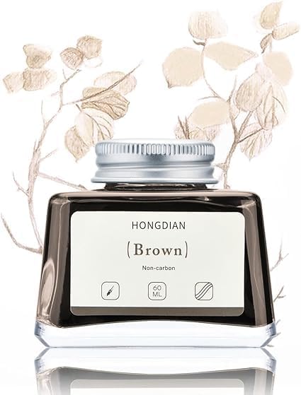 Image of HONGDIAN, Ink Bottle - Non Carbon | Brown | 60ml Premium Writing Ink.