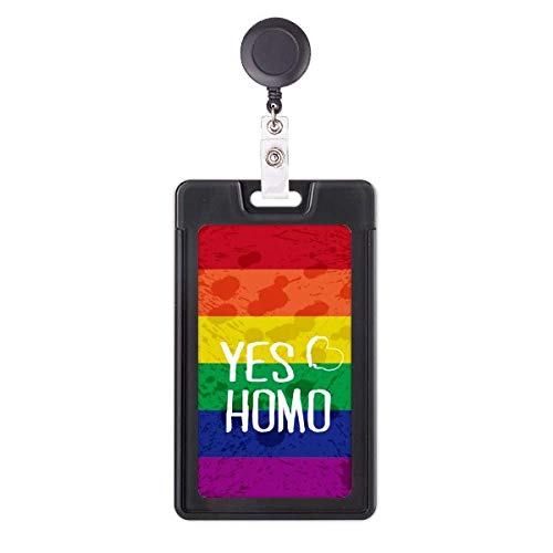 Étui rétractable pour badge arc-en-ciel Yes Homo LGBT avec pince enrouleuse pour carte