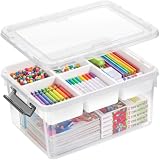 Citylife 17QT Clear Craft Organizers and Storage Box with Removable Tray