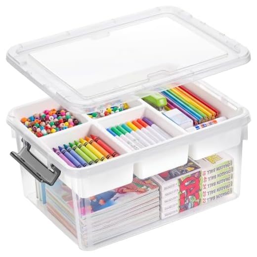 Citylife 17 QT Plastic Storage Box with Removable Tray Craft Organizers and Storage Clear Storage Container for Organizing Bead, Tool, Sewing, Playdoh,Coloring Books