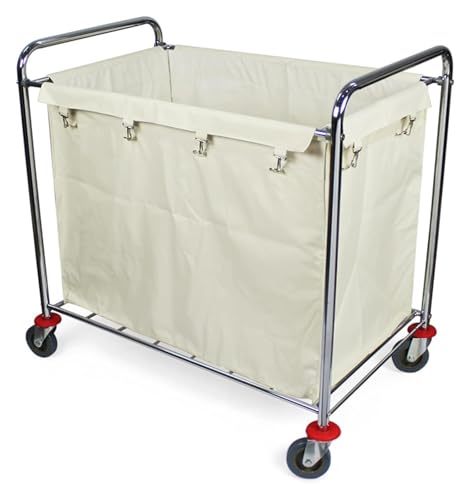 JINMLBO Laundry Hamper Trolley Sorter Basket On Wheels Made of Stainless Steel with Bag for Commercial, Industrial Laundry Hamper with Canvas Liner, Hospital Clothes Storage Cart
