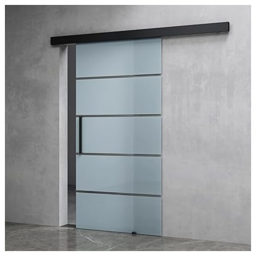 Mai & Mai Glasschiebetür komplettset softclose Schwarz 5-Milchglas Streifen, inkl. Soft-Close, Griffart: Stangengriff, BxH: 77.5x205cm, 15 mm Wandabstand, 8mm ESG-Sicherheitsglas