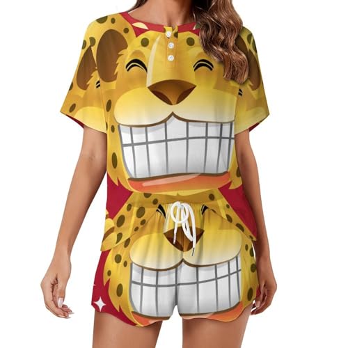 Ensemble de pyjama pour femme manches courtes Doré pour l'été