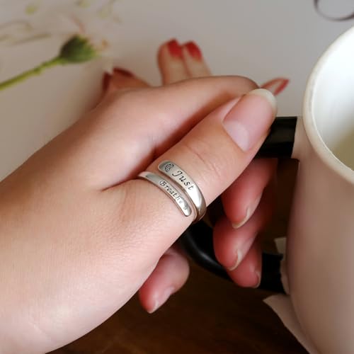 Sterling Silver Just Breathe Ring: Inspirational Encouragement Rings Adjustable I Am Fearless Motivational Jewelry Gift for Women 5