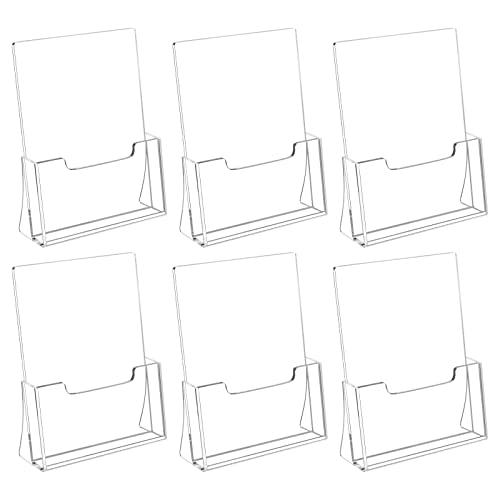 HIIMIEI Brochure Holder 8.5 x 11 inches, Acrylic Flyer Holder with 6 Pack, Plastic Stands for Displaying Magazines, Pamphlets, Literature, Brochures, Booklets, Menu