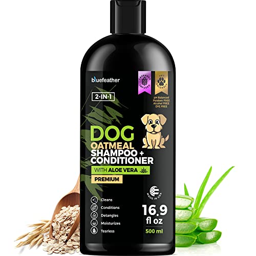 Lavender Oatmeal 2 in 1 Dog Shampoo and Conditioner for Dry Itchy Sensitive Skin – Moisturizing Hypoallergenic Shampoo – Oatmeal Wash with Aloe for Any Pet Dog Puppy or Cat 16.9 Fl Oz (Pack of 1) Lavender Oatmeal 2 in 1 Dog Shampoo and Conditioner for Dry Itchy Sensitive Skin – Moisturizing Hypoallergenic Shampoo – Oatmeal Wash with Aloe for Any Pet Dog Puppy or Cat 16.9 Fl Oz (Pack of 1)