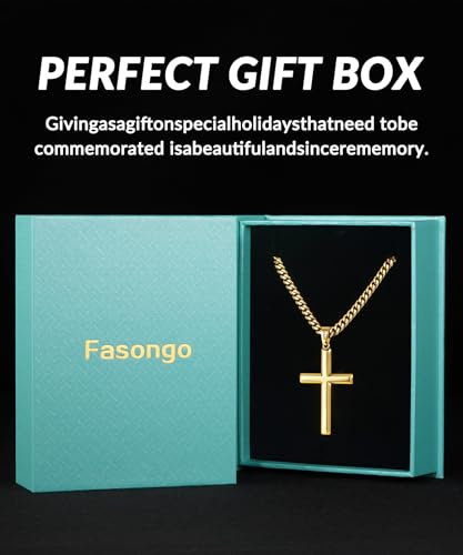 Fasongo 18K Plated Gold Big Cross Necklace for Men Women - image 7