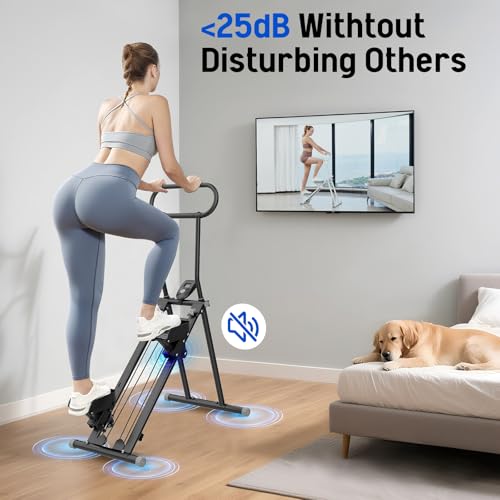 Image of Stair Stepper for Exercise at Home, Foldable Compact Space Cardio Vertical Climbing Stairs Machine, Stair Master with Adjustable Height Handle, Anti-Slip Pedal