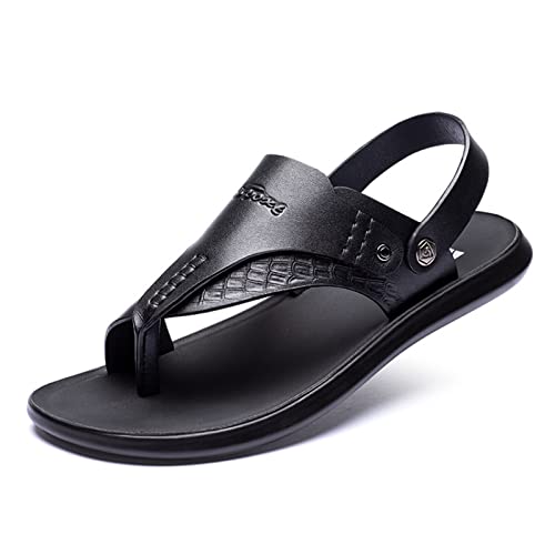 Flip Flops for Men Leather Open Toe Thong Sandals Slip-on Indoor Outdoor Beach Flip-flop Sandals Dual-use Design