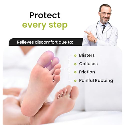 Image of Bukihome Silicone Toe Protectors - 12 Pack Gel Toe Sleeves Toe Protectors - Toe Caps Toe Cushions for Pain Relief, Toe Protection for Corns, Calluses (Lavender, 4L + 8S)