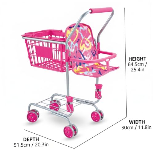 Carrito de compras de juguete plegable para niños pequeños con cesta extraíble 2
