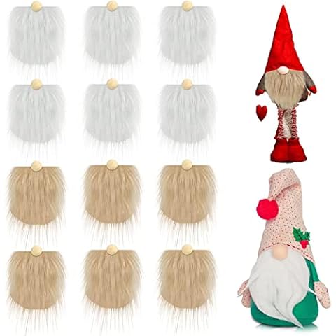 RUNRAYAY 12Pcs Pre-Cut Gnome Beard for Crafting, Make Gnomes Great Again with 12Pcs Wooden Balls Nose for Handmade DIY Your Christmas Gnomes Cover