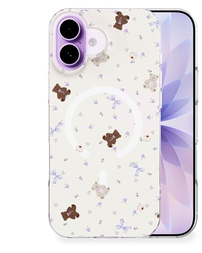 Feams for iPhone 17 Case [Compatible with Magsafe] Slim Shockproof Protective TPU Phone Cover for iPhone 17 6.3" Women Girls, Cute Bear