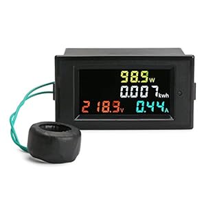 ZHITING AC-vermogensmeter, AC 80-300V 100A Spanningsstroom LCD-kleurenscherm, multimeter Volt-ampèremeter met…