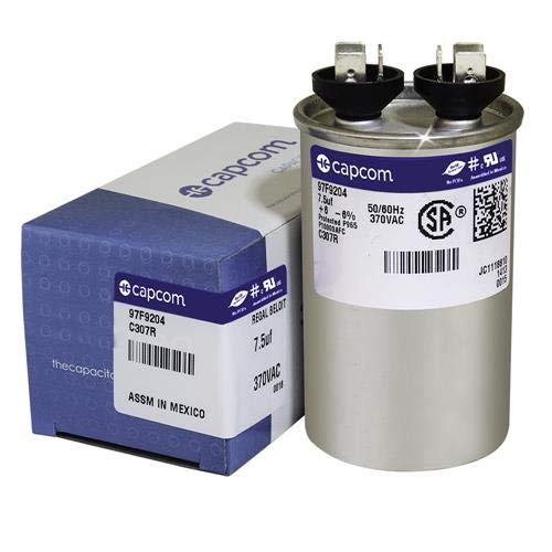 97F9204 7.5 uf MFD 370 Volt VAC - GE Genteq Replacement Round Run 