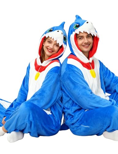 ANPRWZ Shark Onesie Adult Shark Costume Adult Pajamas Women Men