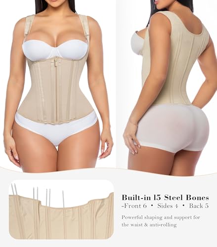 Image of YIANNA Waist Trainer for Women Tummy Control Underbust Hourglass Corset Waist Cincher Vest Sport Girdle with Zipper and Hooks