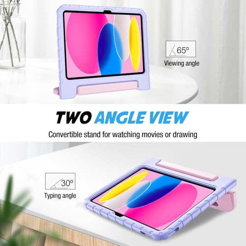 ProCase Kids Case for iPad (A16) 11th Generation 2025/ iPad 10th Generation 2022 10.9 Inch with Pencil Holder, Shockproof Kids Cover with Stand and Convertible Handle -Purple Pink by ProCase - Image 5