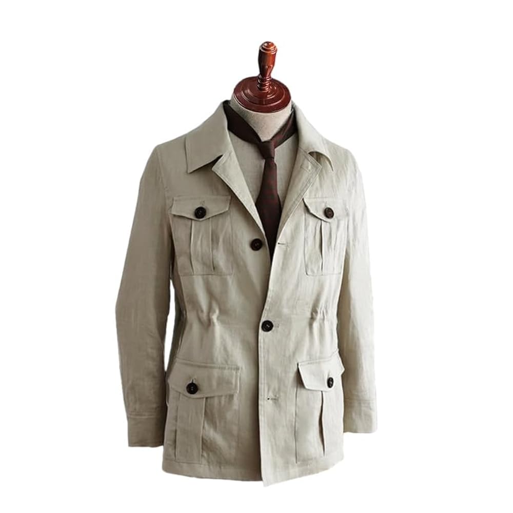 Amazon.com: Olmoleons Mens Linen Jacket Casual Notched Lapel