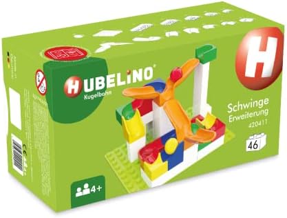 Hubelino #420411 Schwinge Erweiterung (46-teilig) für Kugelbahn, kompatibel mit großen Bausteinen Anderer Hersteller, Made in Germany