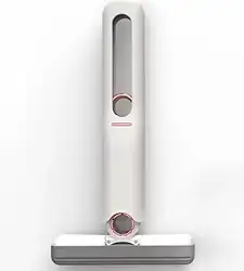 Mini Mop Retrátil com 2 Cabeças de Algodão, Portátil e Dobrável, 25 cm, Branco e Cinza, para Limpeza de Janelas, Vidros e Bancadas