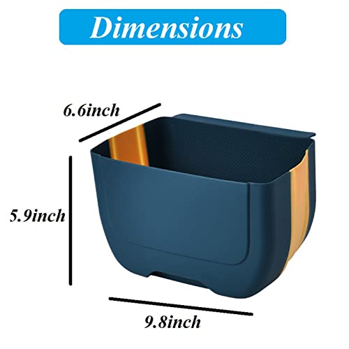 Hanging Kitchen Trash Can,Foldable Waste Bin For Kitchen,Hanging Folding Mini Trash Can For Kitchen Cabinet Door,Collapsible Hang Small Plastic Garbage Can For Cabinet/Car/Bedroom/Bathroom 3L(Blue) #TOP5
