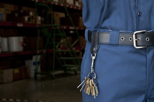 KEY-BAK Leather Strap Bolt Snap Key Chain Accessory with 1.125 inch Split Ring, Black