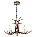 EFFORTINC Antlers Vintage Style Resin 4 Light Chandeliers, American Rural Countryside Antler Chandeliers,Living Room,Bar,Cafe, Dining Room Deer Horn Chandeliers
