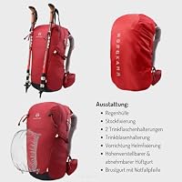 NORDKAMM® Profi Wanderrucksack 25L, Rucksack 25l aus Robic® Performance Nylon, Damen und Herren, Hüftgurt hohenverstellbar, inkl. Regenhülle, rot, regular fit – Ansicht 5