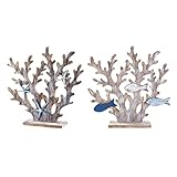 Adornos de coral de madera: rama de árbol de coral hecho con excelente artesanía, con detalles vívidos, este adorno de coral puede darle a su hogar una nueva atmósfera.