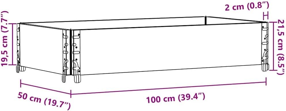 Diagram showing the dimensions of the vidaXL planter