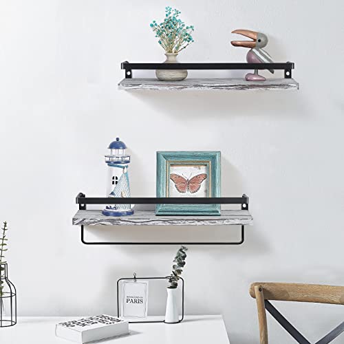 SODUKU Floating Shelves Wall Mounted Storage Shelves for Kitchen, Bathroom,Set of 2 Grey
